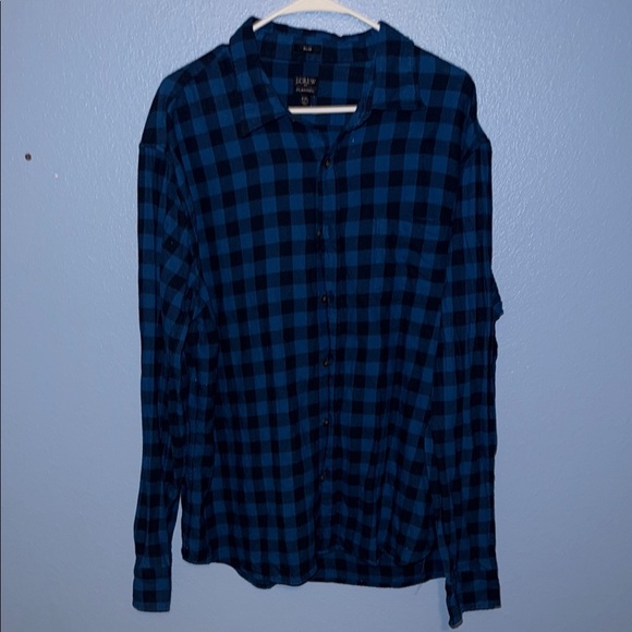 J Crew Blue and Black Plaid Button-Up Shirt - Mens XXL - Slim Fit. B4 - Picture 1 of 4